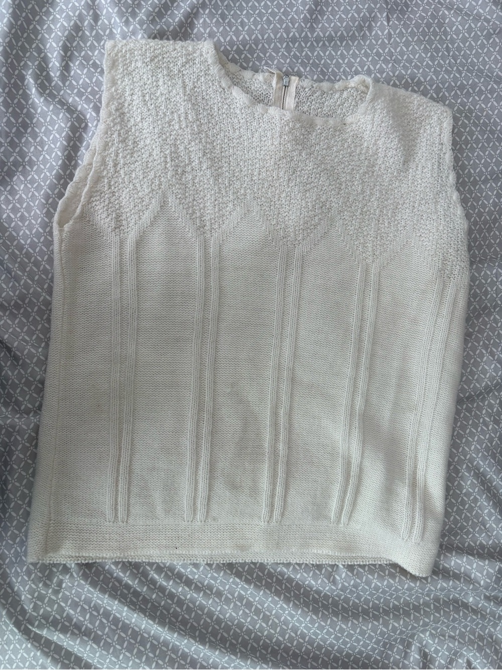 Hand Crafted Cream Knit Sleeveless Tank Top